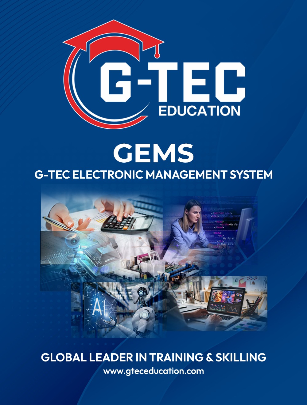 School campus with students and modern facilities